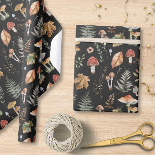 Watercolor Mushroom Botanical Pattern Decoupage Wrapping Paper