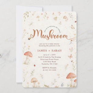 Watercolor Mushroom Forest Baby Shower Invitation