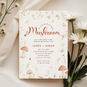 Watercolor Mushroom Forest Baby Shower Invitation