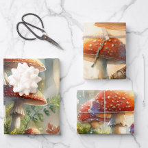 Watercolor Mushroom Forest Foliage Art Abstract