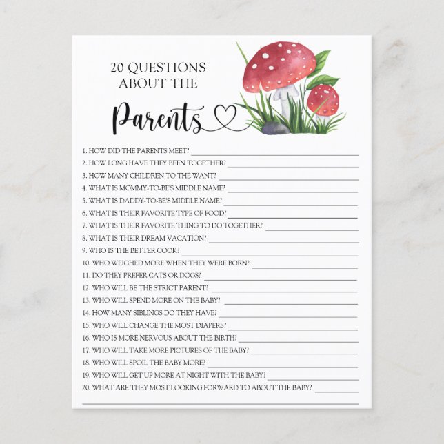 Watercolor mushroom - games about the parents (Front)