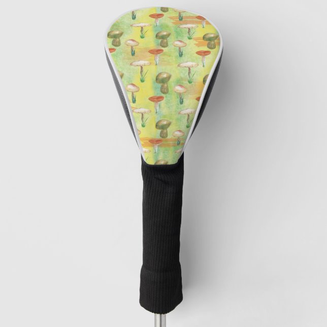 Watercolor mushroom glade golf head cover (Front)