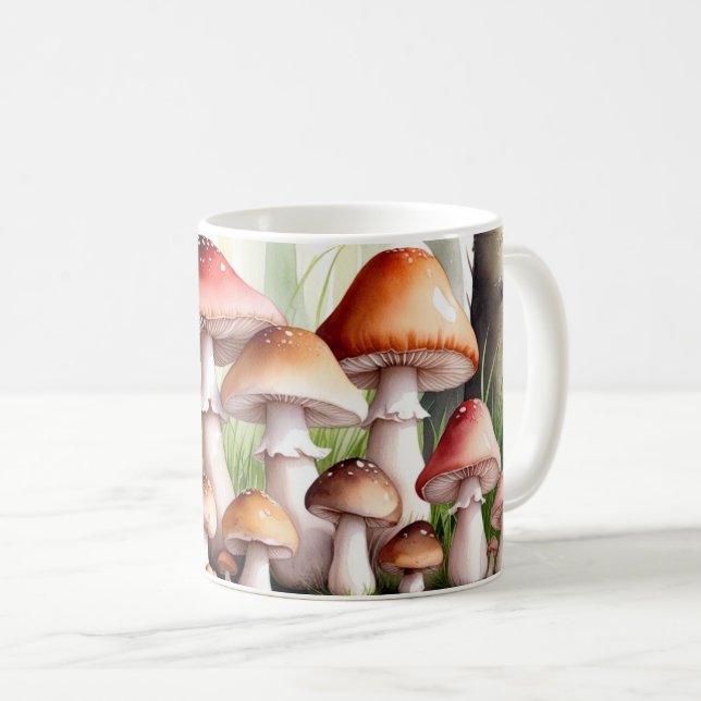 Watercolor mushroom Mug (Front Right)