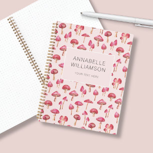 Watercolor mushroom Name Notebook