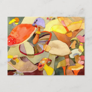 Watercolor Mushroom Painting Recipe Postcard