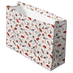 Watercolor Mushroom Pattern Gift Bag
