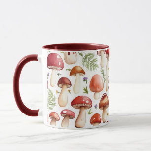Watercolor mushroom pattern mug