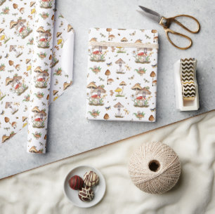 Watercolor Mushroom Wrapping Paper   Whimsical Woo