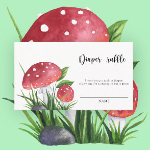 Watercolor mushrooms baby shower Diaper raffle Enclosure Card