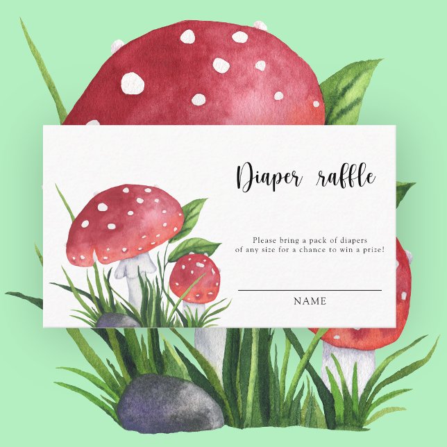 Watercolor mushrooms baby shower Diaper raffle Enclosure Card (Creator Uploaded)