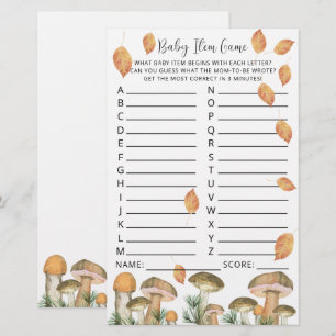 Watercolor mushrooms - Baby shower Item Game