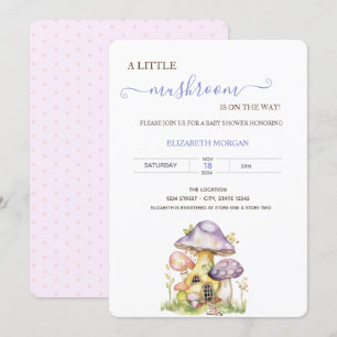 Watercolor Mushrooms Dotted Baby Shower    Invitation
