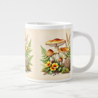 Watercolor mushrooms large coffee mug