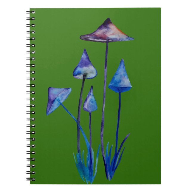 Watercolor Mushrooms  Notebook (Front)