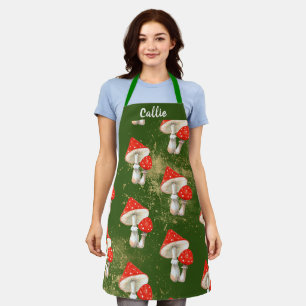 Watercolor Mushrooms Personalised Kitchen Apron