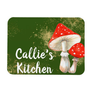 Watercolor Mushrooms Personalised Kitchen   Magnet