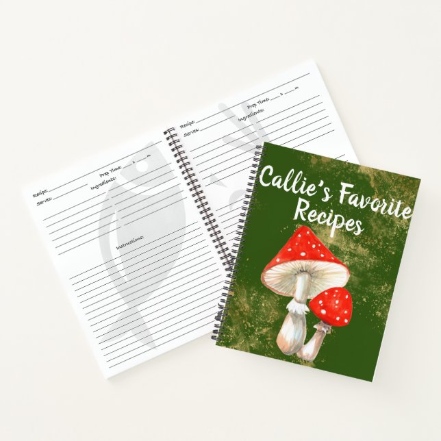 Watercolor Mushrooms Personalised Recipe Notebook (Inside)