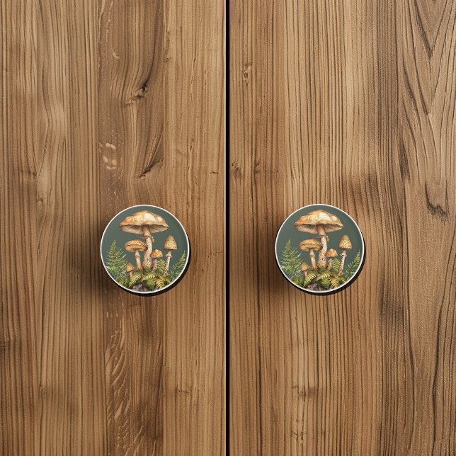 Watercolor Mushrooms Rocks Ferns Ceramic Knob (Creator Uploaded)