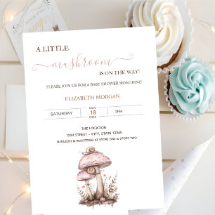 Watercolor Mushrooms Snail Baby Shower  Invitation