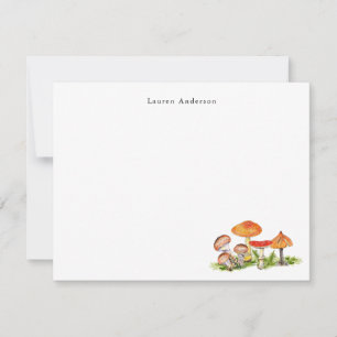 Watercolor Mushrooms woodland Flat Thank you Card