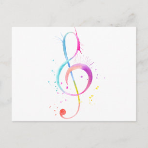 Watercolor Music Notes Postcard
