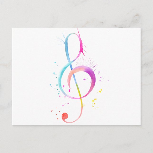 Watercolor Music Notes Postcard (Front)