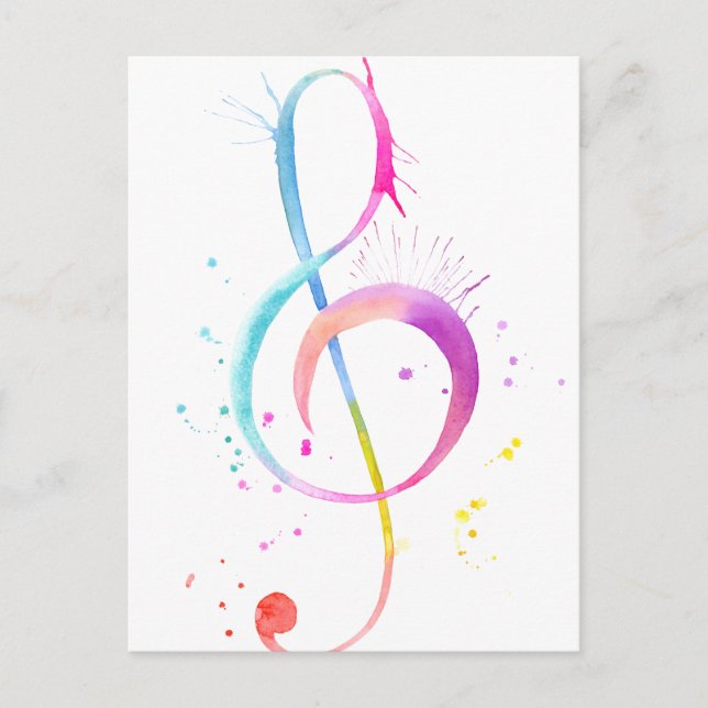 Watercolor Music Notes Postcard (Front)