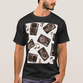 Watercolor Music Speakers Sepia Pattern T-Shirt