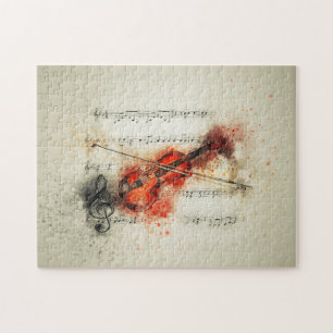 watercolor music violin paint art music jigsaw puzzle