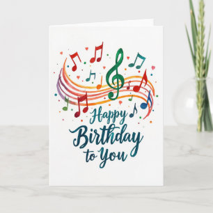 Watercolor Musical Birthday Card