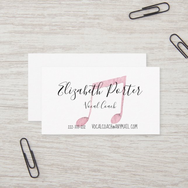 Watercolor Musical Notes Business Card (Front/Back In Situ)