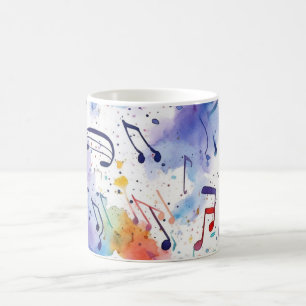 Watercolor musical notes coffee mug