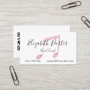Watercolor Musical Notes Custom QR Code Business Card