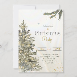 Watercolor Muted Christmas Tree Christmas Party Invitation