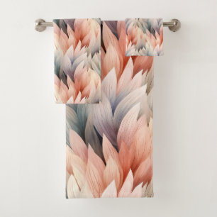 Watercolor Muted Pastel Leaf Pattern Spring Bath Towel Set