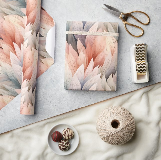 Watercolor Muted Pastel Leaf Pattern Spring Wrapping Paper (Crafts)