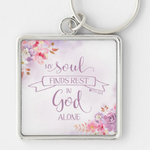 Watercolor My Soul Finds Rest, Ps 62:1 Key Ring