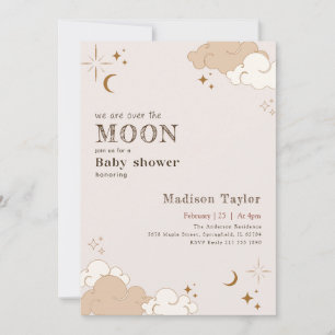Watercolor Mystical Crescent Moon Baby Shower Invitation