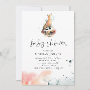 watercolor mystical fox Baby Shower Invitation