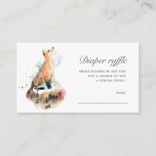watercolor mystical fox diaper raffle ticket enclosure card