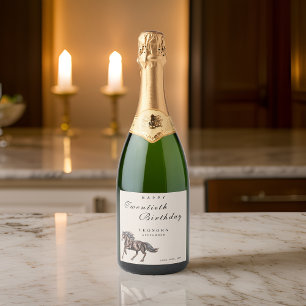 Watercolor Mystical Horse ANY Adult Birthday Party Sparkling Wine Label