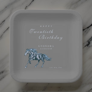 Watercolor Mystical Horse ANY Birthday Party Paper Plate