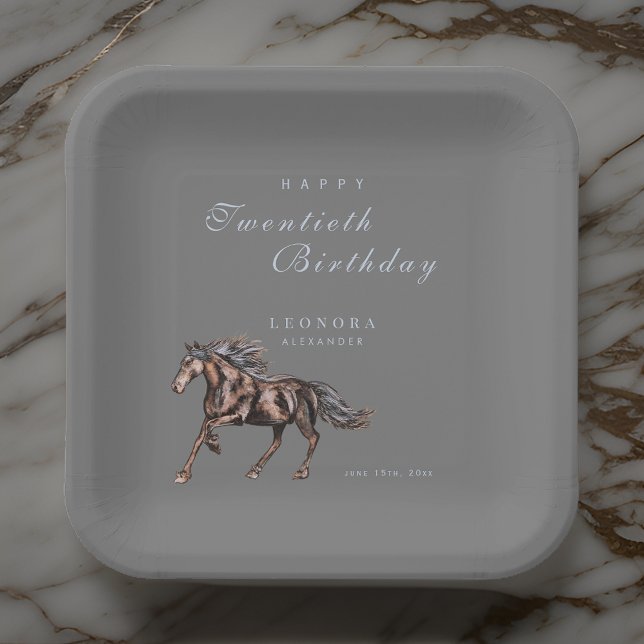 Watercolor Mystical Horse ANY Birthday Party Paper Plate (Creator Uploaded)