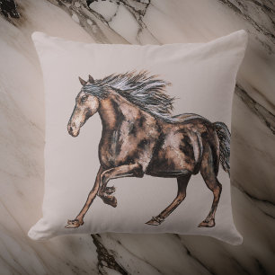 Watercolor Mystical Horse Modern Cushion