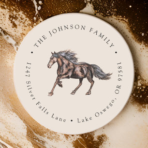 Watercolor Mystical Horse Return Address Classic Round Sticker