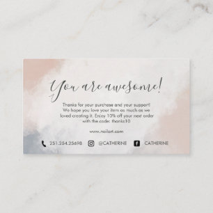 Watercolor Nail Art Business Thank You Card 