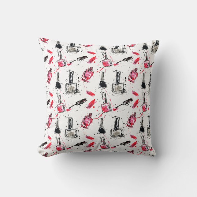 Watercolor Nail Polish Pattern Cushion (Front)