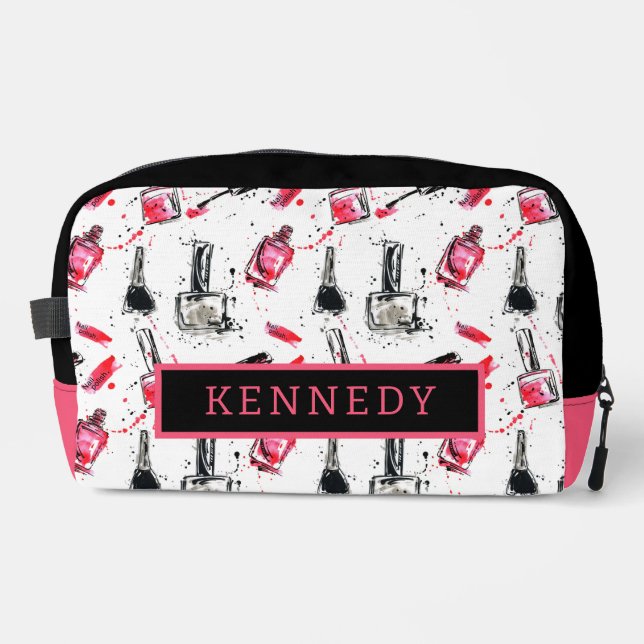 Watercolor Nail Polish Pattern Dopp Kit (Front)