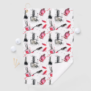 Watercolor Nail Polish Pattern Golf Towel