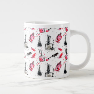 Watercolor Nail Polish Pattern Large Coffee Mug